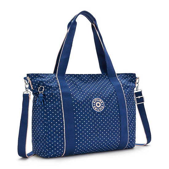 Torby Tote Kipling Asseni Printed Niebieskie | PL 1754SG